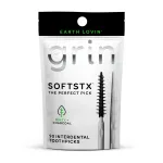 Grin Charcoal Infused Softstx, Gentle Dental Picks, 90 Count, Soft Flexible Bristles, Textured Plaque Removing Toothpick, Minty Flavor, for Between Teeth, Refillable Hygienic Case