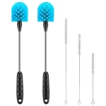 AnDocK 5 Pack Bottle Cleaning Brush Set, Stainless Steel Scrub Cleaner Brush with 15\'\' Long Handle and 3 Straw Brushes, Flexible for Cleaning Sport Water Bottles, Straws, Coffee Mug, Cups, Baby Bottle