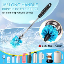 AnDocK 5 Pack Bottle Cleaning Brush Set, Stainless Steel Scrub Cleaner Brush with 15\'\' Long Handle and 3 Straw Brushes, Flexible for Cleaning Sport Water Bottles, Straws, Coffee Mug, Cups, Baby Bottle AnDocK 5 Pack Bottle Cleaning Brush Set, Stainless Steel Scrub Cleaner Brush with 15\'\' Long Handle and 3 Straw Brushes, Flexible for Cleaning Sport Water Bottles, Straws, Coffee Mug, Cups, Baby Bottle