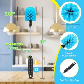 AnDocK 5 Pack Bottle Cleaning Brush Set, Stainless Steel Scrub Cleaner Brush with 15\'\' Long Handle and 3 Straw Brushes, Flexible for Cleaning Sport Water Bottles, Straws, Coffee Mug, Cups, Baby Bottle AnDocK 5 Pack Bottle Cleaning Brush Set, Stainless Steel Scrub Cleaner Brush with 15\'\' Long Handle and 3 Straw Brushes, Flexible for Cleaning Sport Water Bottles, Straws, Coffee Mug, Cups, Baby Bottle