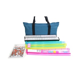 usamjtable 166 Tiles American Mahjong Set Soft Bag 4 All in One Color Pushers Racks Combo Easy Carry (Teal)