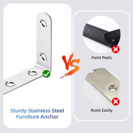 furniture anchors anti-tip baby proofing: Safety Straps Kit for Dresser Secure 400 lbs Bookcase to Wall Cabinet Wall Anchor 4 Pack