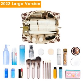 Large Makeup Bag Zipper Pouch Travel Cosmetic Organizer for Women (Large, Dark Checkerboard) Large Makeup Bag Zipper Pouch Travel Cosmetic Organizer for Women (Large, Dark Checkerboard)