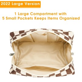Large Makeup Bag Zipper Pouch Travel Cosmetic Organizer for Women (Large, Dark Checkerboard) Large Makeup Bag Zipper Pouch Travel Cosmetic Organizer for Women (Large, Dark Checkerboard)