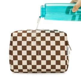 Large Makeup Bag Zipper Pouch Travel Cosmetic Organizer for Women (Large, Dark Checkerboard) Large Makeup Bag Zipper Pouch Travel Cosmetic Organizer for Women (Large, Dark Checkerboard)