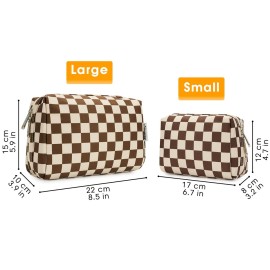 Large Makeup Bag Zipper Pouch Travel Cosmetic Organizer for Women (Large, Dark Checkerboard) Large Makeup Bag Zipper Pouch Travel Cosmetic Organizer for Women (Large, Dark Checkerboard)