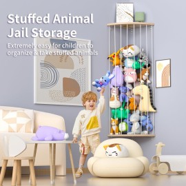 Zayysoha Stuffed Animal Storage & Toy Storage Organizer - Wooden Corner Hammock Shelf for Stuffed Animal Hammock Corner, Nursery, Playroom, Bedroom. Versatile Toy Organizer with Zoo Pattern Zayysoha Stuffed Animal Storage & Toy Storage Organizer - Wooden Corner Hammock Shelf for Stuffed Animal Hammock Corner, Nursery, Playroom, Bedroom. Versatile Toy Organizer with Zoo Pattern