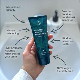 Gutology Natural Probiotic Hydroxyapatite Toothpaste Fluroide Free Toothpaste 120ml 4.2 Oz Remineralising Suitable for Adults & Children Helps Sensitive Teeth and Whitening Wild Mint Flavour Gutology Natural Probiotic Hydroxyapatite Toothpaste Fluroide Free Toothpaste 120ml 4.2 Oz Remineralising Suitable for Adults & Children Helps Sensitive Teeth and Whitening Wild Mint Flavour