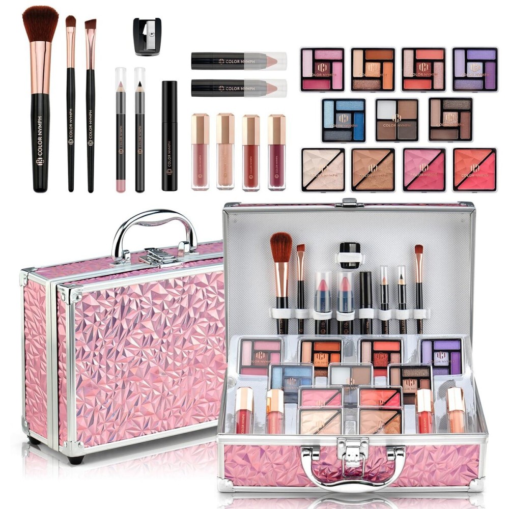 Color Nymph Starter Makeup Kit for Tweens Girls, Train Case for Women Full Kit with Eye Shadow, Lipstick, Blush, Brushes, Lipgloss, Mascara, Brow Wax and Mirror Pink Full Starter Cosmetics Set Color Nymph Starter Makeup Kit for Tweens Girls, Train Case for Women Full Kit with Eye Shadow, Lipstick, Blush, Brushes, Lipgloss, Mascara, Brow Wax and Mirror Pink Full Starter Cosmetics Set