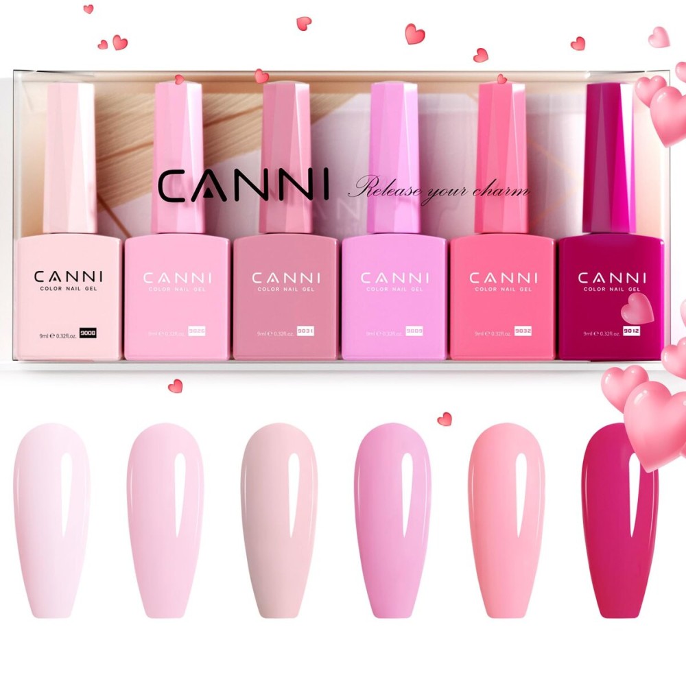 CANNI 9ml Hema-Free Gel Nail Polish Set- 6Pcs Light Pink Nail Gel Manicure Kit, Soak Off LED Polish DIY at Home Salon Gifts for Women Girls CANNI 9ml Hema-Free Gel Nail Polish Set- 6Pcs Light Pink Nail Gel Manicure Kit, Soak Off LED Polish DIY at Home Salon Gifts for Women Girls