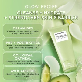 Glow Recipe Avocado Ceramide Facial Cleanser for Dry Skin - Hydrating Gel to Foaming Face Wash for Women & Men - Gentle Moisture Barrier Repair with Hyaluronic Acid & Colloidal Oatmeal, 150ml Glow Recipe Avocado Ceramide Facial Cleanser for Dry Skin - Hydrating Gel to Foaming Face Wash for Women & Men - Gentle Moisture Barrier Repair with Hyaluronic Acid & Colloidal Oatmeal, 150ml