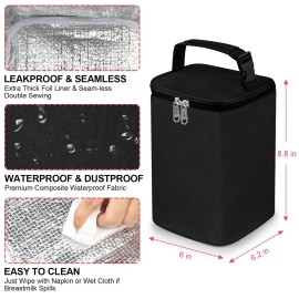 Accmor Breastmilk Cooler Bag with Ice Pack, Baby Bottle Cooler Bags, Insulated Bottle Cooler Tote Bags On The Go, Fits 4 Large 8oz Bottles, for Nursing Mom Daycare Travel, Black