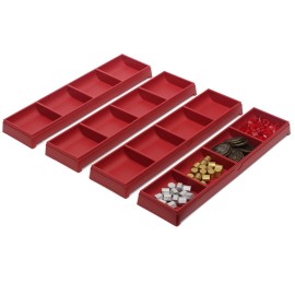 GameTamer 4-Pack Token Trays for Board Game Meeples (Token Tamers - Set of 4, Crimson Red)
