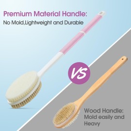 Backski Body Scrubber Anti Slip for Shower,Shower Brush Long Handle with Stiff and Soft Bristles,Body Wash Exfoliating Back Scrubber for Bath or Dry Brushing Body Brush(Pink) Backski Body Scrubber Anti Slip for Shower,Shower Brush Long Handle with Stiff and Soft Bristles,Body Wash Exfoliating Back Scrubber for Bath or Dry Brushing Body Brush(Pink)