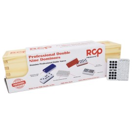 RCP PRODUCTS Dominos Set for Adults - Professional Double 9 Dominoes Set of 55 Tiles for Adults, Metal Spinner, Classic and Travel Board Game with Wood Case Juegos de Mesa Silver