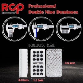 RCP PRODUCTS Dominos Set for Adults - Professional Double 9 Dominoes Set of 55 Tiles for Adults, Metal Spinner, Classic and Travel Board Game with Wood Case Juegos de Mesa Silver