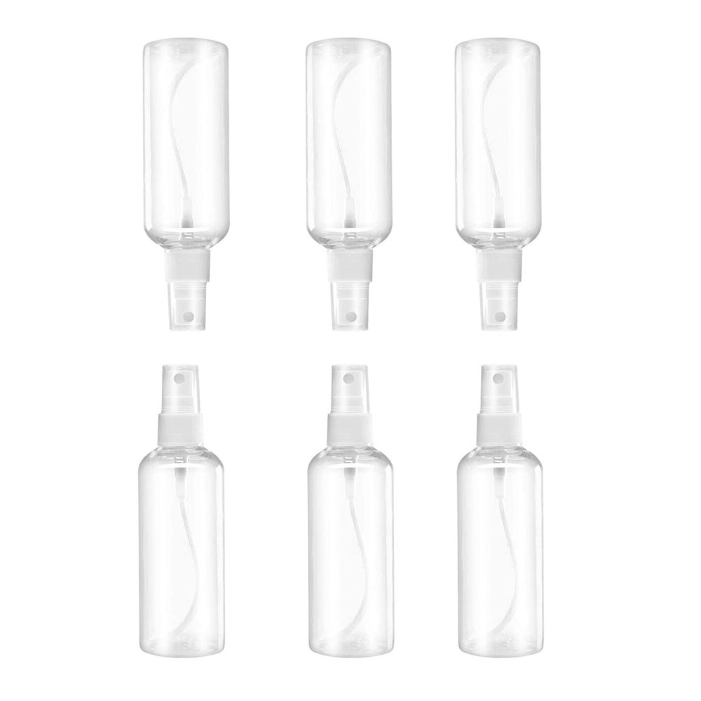 MUUZLL Spray Bottles 6 pcs, Refillable Cosmetic Spray Bottles, Small Refillable Liquid Containers, 2oz/50ml Clear Empty Fine Mist Plastic Mini Travel Bottle