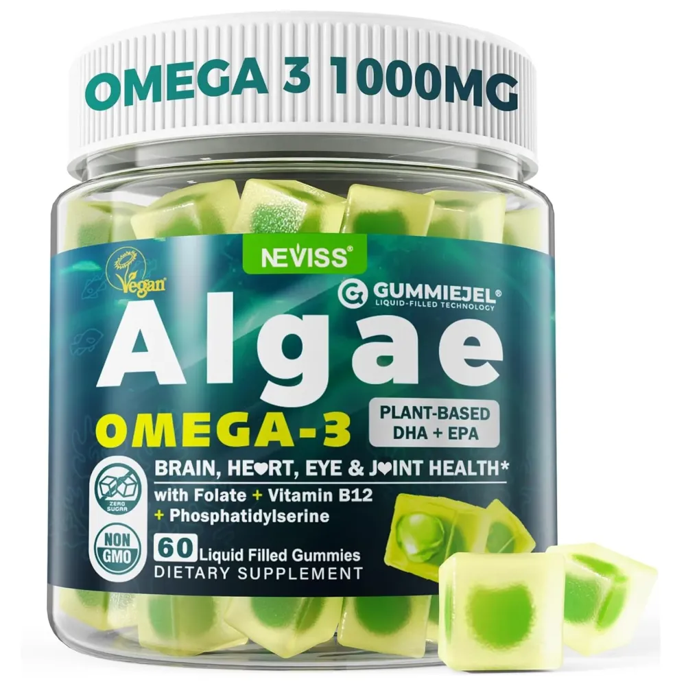 Vegan Omega-3 Fish Oil Alternative from Certified Vegan Algae Oil (Made in USA), Sugar Free Omega 3 Supplement W/MethylFolate, Vitamin B12 for Women and Men Support Brain, Eye, Skin, Immune, 60 Cts Vegan Omega-3 Fish Oil Alternative from Certified Vegan Algae Oil (Made in USA), Sugar Free Omega 3 Supplement W/MethylFolate, Vitamin B12 for Women and Men Support Brain, Eye, Skin, Immune, 60 Cts