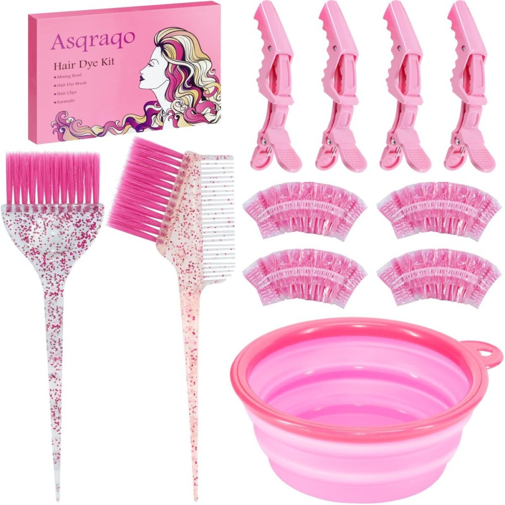 Asqraqo 11pcs Hair Coloring Kit - Professional Salon Tools for DIY Mixing, Includes Clips, Bowl, Dye Brush, Earmuffs - Perfect for Bleaching and Dye Asqraqo 11pcs Hair Coloring Kit - Professional Salon Tools for DIY Mixing, Includes Clips, Bowl, Dye Brush, Earmuffs - Perfect for Bleaching and Dye