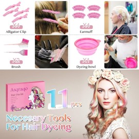Asqraqo 11pcs Hair Coloring Kit - Professional Salon Tools for DIY Mixing, Includes Clips, Bowl, Dye Brush, Earmuffs - Perfect for Bleaching and Dye Asqraqo 11pcs Hair Coloring Kit - Professional Salon Tools for DIY Mixing, Includes Clips, Bowl, Dye Brush, Earmuffs - Perfect for Bleaching and Dye