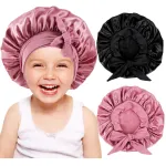2 PCS Kids Bonnets for Girls,Silk Bonnet for Kid Sleeping,Toddler Bonnet for Curly Hair