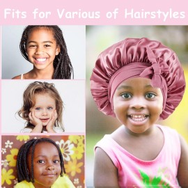 2 PCS Kids Bonnets for Girls,Silk Bonnet for Kid Sleeping,Toddler Bonnet for Curly Hair