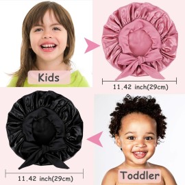2 PCS Kids Bonnets for Girls,Silk Bonnet for Kid Sleeping,Toddler Bonnet for Curly Hair