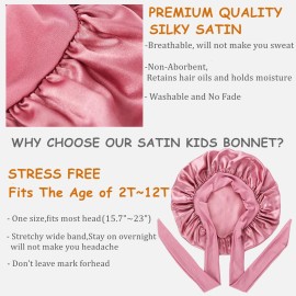 2 PCS Kids Bonnets for Girls,Silk Bonnet for Kid Sleeping,Toddler Bonnet for Curly Hair