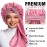 2Pcs Bonnets for Black Women Braid Bonnet, Large Long Satin Bonnet for Braids, Silk Bonnet with Stretchy Tie Band Sleep Cap Hair (2Pcs-Black&Rose Pink)