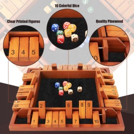 Toidgy 4 Players Shut The Box Dice Games, Wooden Board Table Math Game with 12 Dice and Instructions, Classics Close The Box Board Game for Adults Kids, Family Classroom Home or Bar Toidgy 4 Players Shut The Box Dice Games, Wooden Board Table Math Game with 12 Dice and Instructions, Classics Close The Box Board Game for Adults Kids, Family Classroom Home or Bar