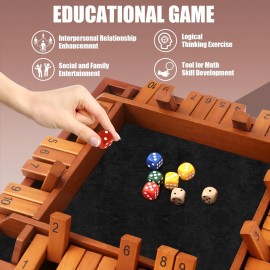 Toidgy 4 Players Shut The Box Dice Games, Wooden Board Table Math Game with 12 Dice and Instructions, Classics Close The Box Board Game for Adults Kids, Family Classroom Home or Bar Toidgy 4 Players Shut The Box Dice Games, Wooden Board Table Math Game with 12 Dice and Instructions, Classics Close The Box Board Game for Adults Kids, Family Classroom Home or Bar