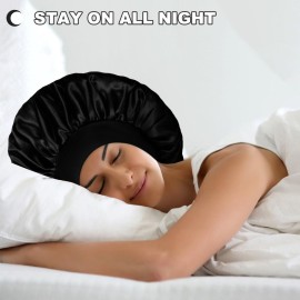 Extra Large Satin Bonnet Hair Cap, 17inches Silk Bonnet for Sleeping, Jumbo Silk Sleep Cap for Women Braids Curly Hair Locs 1Pcs (Black) Extra Large Satin Bonnet Hair Cap, 17inches Silk Bonnet for Sleeping, Jumbo Silk Sleep Cap for Women Braids Curly Hair Locs 1Pcs (Black)