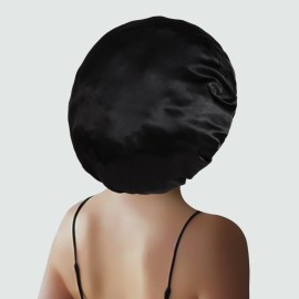 Extra Large Satin Bonnet Hair Cap, 17inches Silk Bonnet for Sleeping, Jumbo Silk Sleep Cap for Women Braids Curly Hair Locs 1Pcs (Black) Extra Large Satin Bonnet Hair Cap, 17inches Silk Bonnet for Sleeping, Jumbo Silk Sleep Cap for Women Braids Curly Hair Locs 1Pcs (Black)
