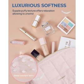 BAGSMART Makeup Bag Travel Toiletry Bag, Puffy Padded Make Up Bags for Women Makeup Organizer Case, Wide-open Pouch Purse Travel Essentials Toiletries Accessories Brushes, Pink BAGSMART Makeup Bag Travel Toiletry Bag, Puffy Padded Make Up Bags for Women Makeup Organizer Case, Wide-open Pouch Purse Travel Essentials Toiletries Accessories Brushes, Pink