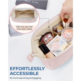 BAGSMART Makeup Bag Travel Toiletry Bag, Puffy Padded Make Up Bags for Women Makeup Organizer Case, Wide-open Pouch Purse Travel Essentials Toiletries Accessories Brushes, Pink BAGSMART Makeup Bag Travel Toiletry Bag, Puffy Padded Make Up Bags for Women Makeup Organizer Case, Wide-open Pouch Purse Travel Essentials Toiletries Accessories Brushes, Pink