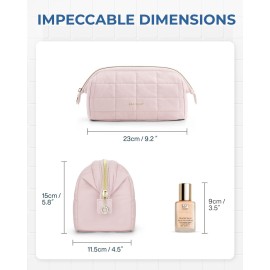 BAGSMART Makeup Bag Travel Toiletry Bag, Puffy Padded Make Up Bags for Women Makeup Organizer Case, Wide-open Pouch Purse Travel Essentials Toiletries Accessories Brushes, Pink BAGSMART Makeup Bag Travel Toiletry Bag, Puffy Padded Make Up Bags for Women Makeup Organizer Case, Wide-open Pouch Purse Travel Essentials Toiletries Accessories Brushes, Pink
