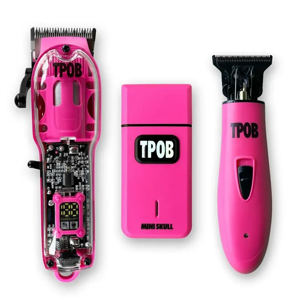 TPOB Slime 2 Candy Pink Clipper Trimmer Shaver Set Barber Hair Clippers in Matte Pink with Taper Blade TPOB Slime 2 Candy Pink Clipper Trimmer Shaver Set Barber Hair Clippers in Matte Pink with Taper Blade
