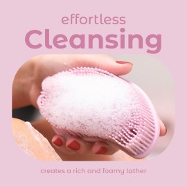 MainBasics Silicone Body Scrubber - Dual-Sided Shower Exfoliator for Men & Women, Gentle Silicone Loofah Alternative for Deep Clean (Pink, Exfoliate) MainBasics Silicone Body Scrubber - Dual-Sided Shower Exfoliator for Men & Women, Gentle Silicone Loofah Alternative for Deep Clean (Pink, Exfoliate)
