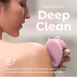 MainBasics Silicone Body Scrubber - Dual-Sided Shower Exfoliator for Men & Women, Gentle Silicone Loofah Alternative for Deep Clean (Pink, Exfoliate) MainBasics Silicone Body Scrubber - Dual-Sided Shower Exfoliator for Men & Women, Gentle Silicone Loofah Alternative for Deep Clean (Pink, Exfoliate)