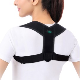 TYNOR Posture Corrector for Men & Women, Adjustable Upper Back Brace for Neck, Clavicle & Scoliosis, Breathable Hunchback & Back Corrector with Hook Loop Closure (Black, One Size) TYNOR Posture Corrector for Men & Women, Adjustable Upper Back Brace for Neck, Clavicle & Scoliosis, Breathable Hunchback & Back Corrector with Hook Loop Closure (Black, One Size)