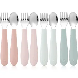 CoixFoam 8 Pieces Toddler Utensils, Toddler Safe Silverware Set With Food Grade Silicone Hanlde, 18/8 Stainless Steel, Perfect Length For New Self Feeders, Dishwasher Safe CoixFoam 8 Pieces Toddler Utensils, Toddler Safe Silverware Set With Food Grade Silicone Hanlde, 18/8 Stainless Steel, Perfect Length For New Self Feeders, Dishwasher Safe