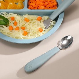 CoixFoam 8 Pieces Toddler Utensils, Toddler Safe Silverware Set With Food Grade Silicone Hanlde, 18/8 Stainless Steel, Perfect Length For New Self Feeders, Dishwasher Safe CoixFoam 8 Pieces Toddler Utensils, Toddler Safe Silverware Set With Food Grade Silicone Hanlde, 18/8 Stainless Steel, Perfect Length For New Self Feeders, Dishwasher Safe