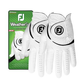 FootJoy Men\'s WeatherSof 2-Pack Golf Glove, White, X-Large, Worn on Left Hand FootJoy Men\'s WeatherSof 2-Pack Golf Glove, White, X-Large, Worn on Left Hand