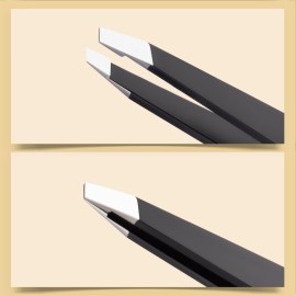 2-Pack Tweezers for Eyebrows, Facial Hair, Ingrown Hair Removal, Slant and Point Tip Tweezer Set for Women and Men, Professional Stainless Steel Precision Eyebrow Plucking Grooming with Case - Black 2-Pack Tweezers for Eyebrows, Facial Hair, Ingrown Hair Removal, Slant and Point Tip Tweezer Set for Women and Men, Professional Stainless Steel Precision Eyebrow Plucking Grooming with Case - Black