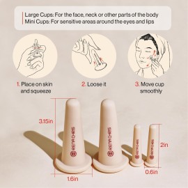 Rena Chris Facial Cupping Set & Gua Sha Facial Tool - Silicone Cupping Set & Rose Quartz Gua Sha Stone - Face Cupping Therapy Set for Natural Skin Care, Puffiness, Lip Plumping(Pink) Rena Chris Facial Cupping Set & Gua Sha Facial Tool - Silicone Cupping Set & Rose Quartz Gua Sha Stone - Face Cupping Therapy Set for Natural Skin Care, Puffiness, Lip Plumping(Pink)