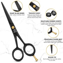 DEMAXA 5 Professional Beard Scissors for men Mustache Scissors with 1 Mustache Comb, 1 Beard Comb & Soft Pouch - Prefect Beard shears mustache kit for All Facial Hair - moustache Grooming kit for Men