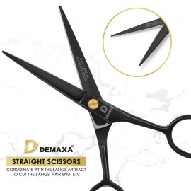 DEMAXA 5 Professional Beard Scissors for men Mustache Scissors with 1 Mustache Comb, 1 Beard Comb & Soft Pouch - Prefect Beard shears mustache kit for All Facial Hair - moustache Grooming kit for Men