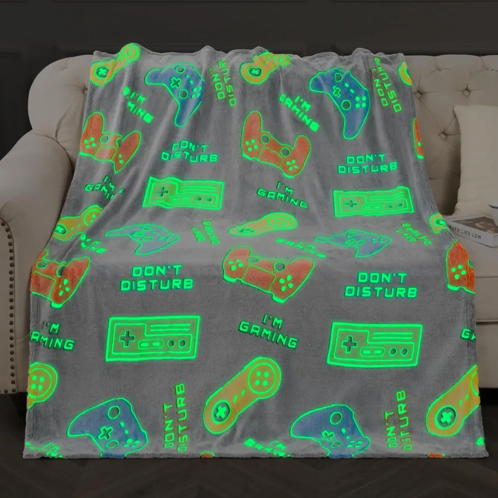 Gaming Blanket Toys Gifts for Boys - Glow in The Dark Game Controller Throw for Kids Age 1-14 Year Old Teens Child Toddler Son Birthday Christmas Valentines Easter Presents Gamer Room Decor 50x60 Gaming Blanket Toys Gifts for Boys - Glow in The Dark Game Controller Throw for Kids Age 1-14 Year Old Teens Child Toddler Son Birthday Christmas Valentines Easter Presents Gamer Room Decor 50x60