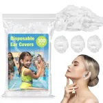 MAQIHAN 300 Pack Disposable Ear Covers - Plastic Ear Covers Waterproof Plastic Ear Protection Ear Caps for Hair Dye,Shower,Bathing,Salon,Spa,Hotel,Home