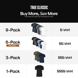 True Classic Mens T-Shirts - Short Sleeve Crew Neck Plain Novelty T Shirt for Men, Pack of 3, Variety, XXL